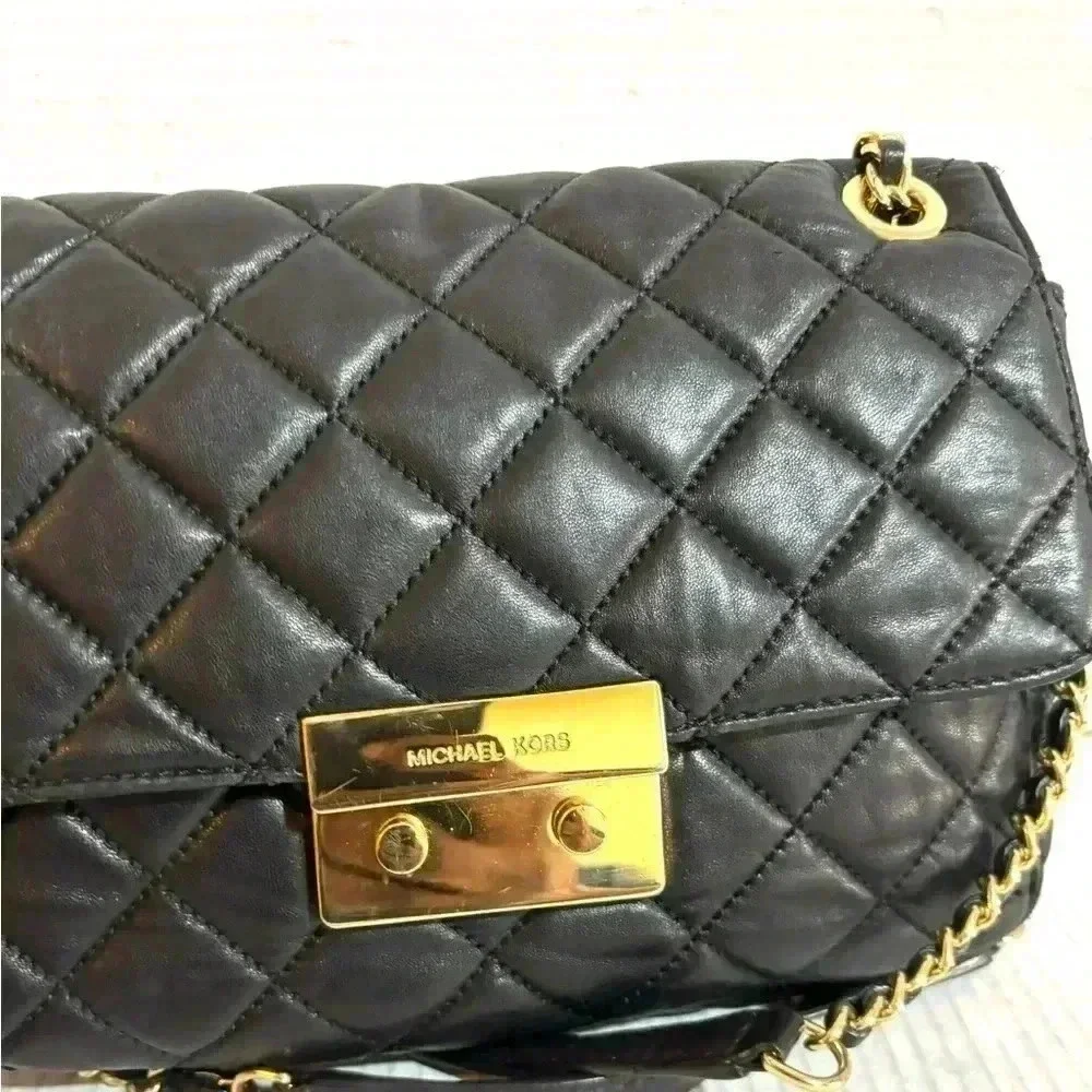 Michael Kors black quilted leather crossbody handbag